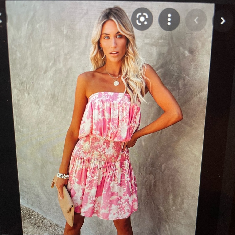 Vici Collection NEW All Inclusive Strapless Toe Dye Smocked Dress